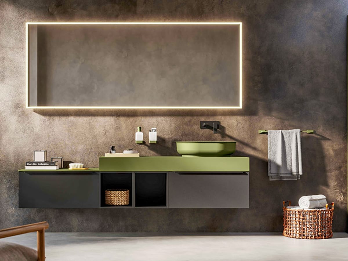 mobili bagno ad avella arredo bagno verde grigio specchio led rettangolare 4 emme