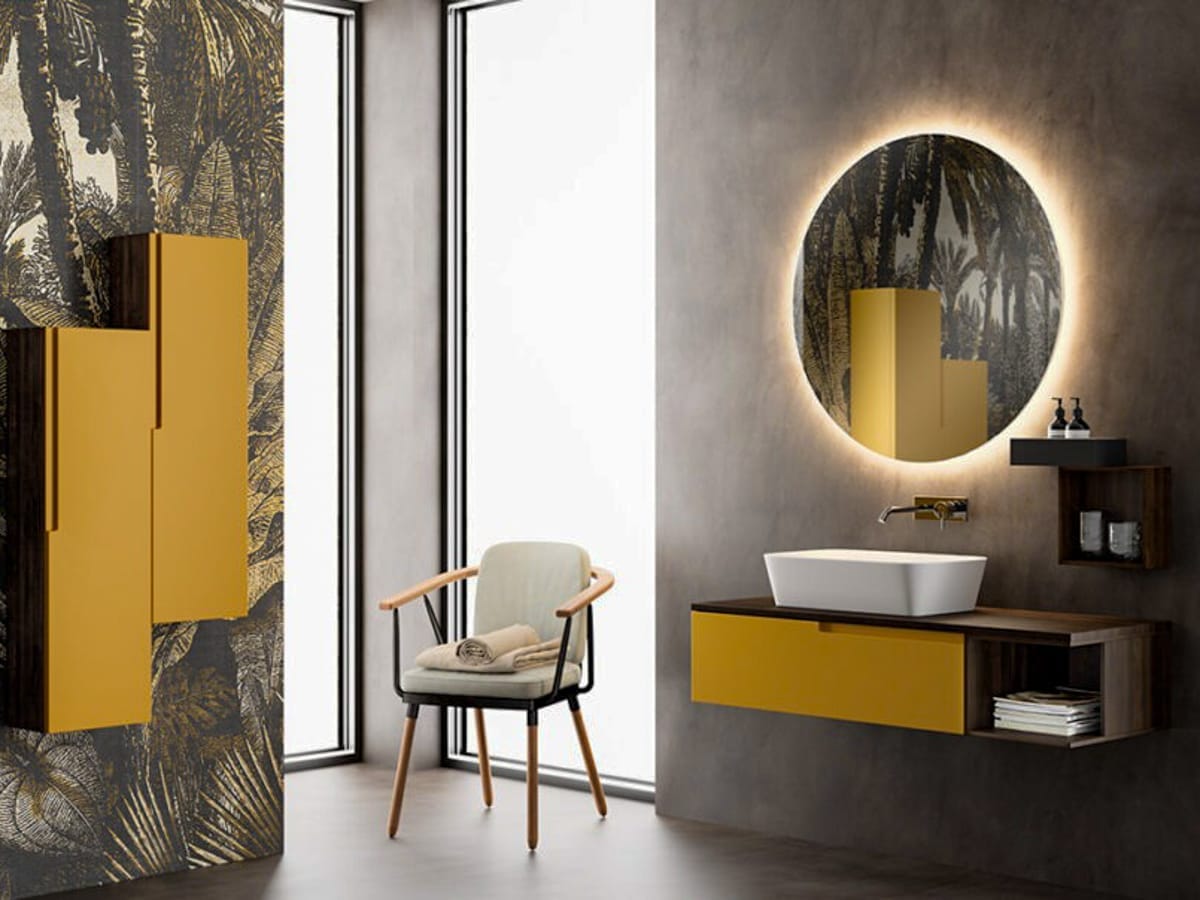 mobili bagno ad avella mobile bagno giallo senape specchio rotondo led 4 emme