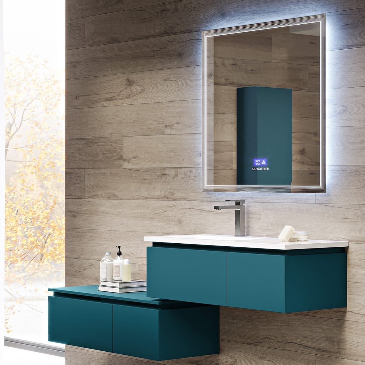 mobili bagno ad avella mobile blu petrolio specchio led 4 emme